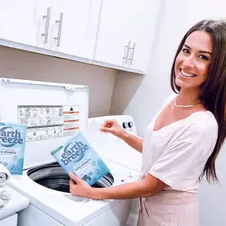 Customer using Earth Breeze laundry sheets
